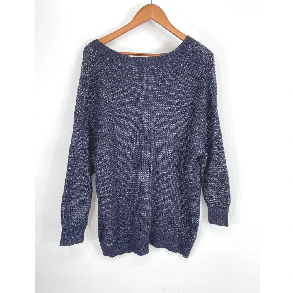 Torrid Womens Sweater 3 Pullover Blue Marled Knit V-Neck Minimalist Long Sleeve